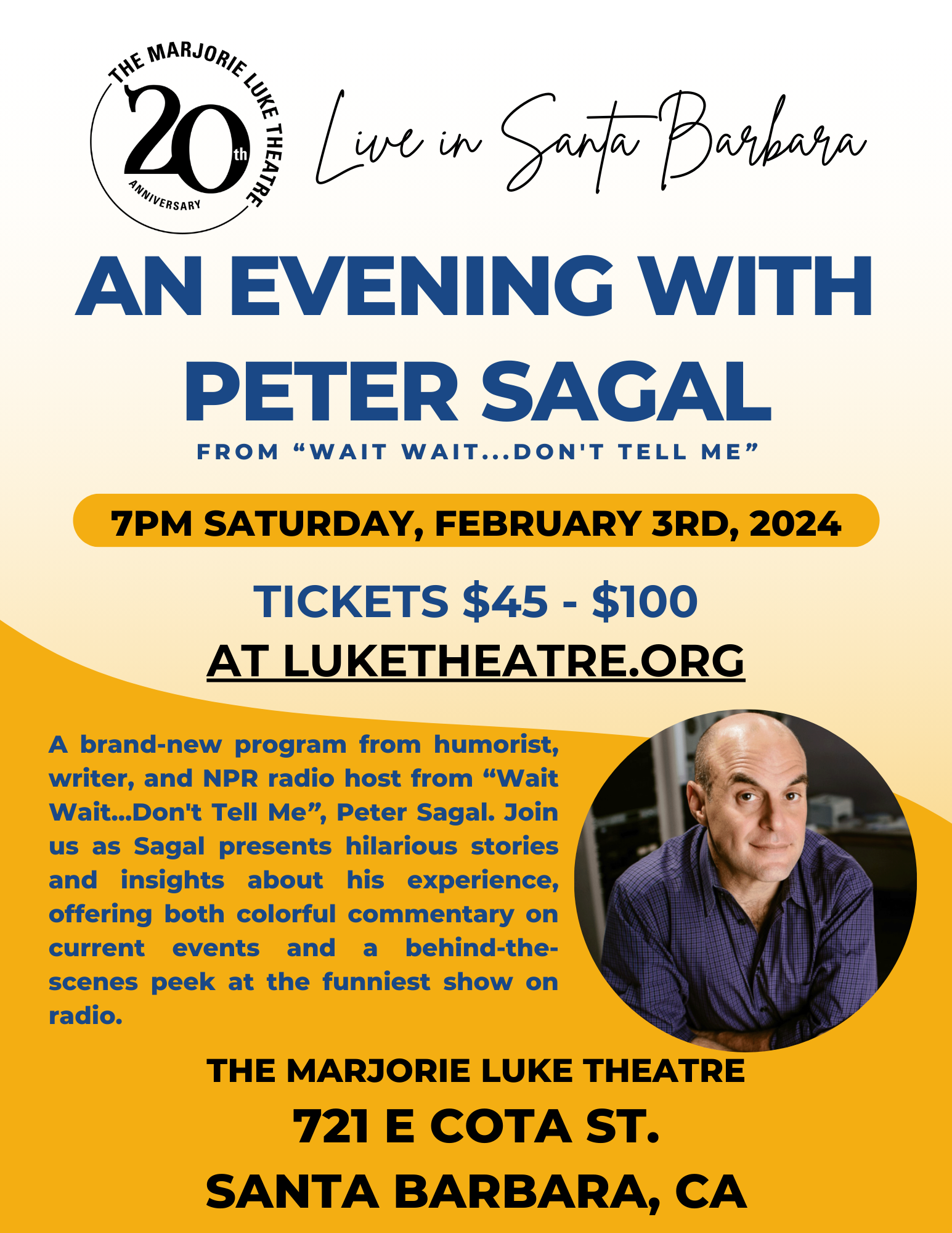 An Evening With Peter Sagal - The Luke Theatre